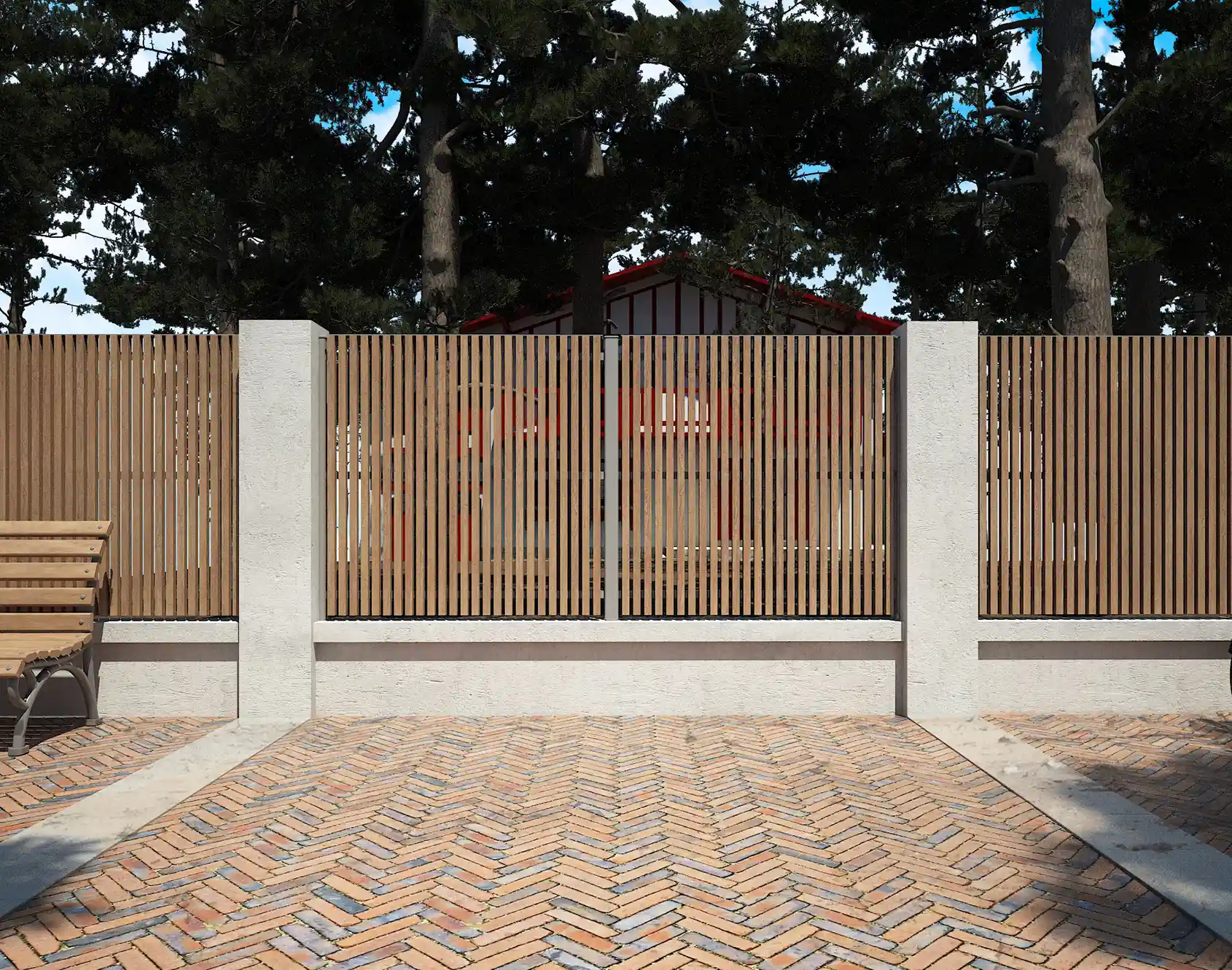 Clôture bois Red Cedar avec cadre aluminium Anian par Kostum