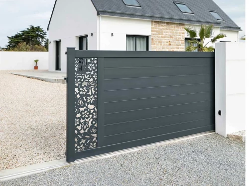 Achat Portail aluminium coulissant Onen décor BRODIRI par kostum