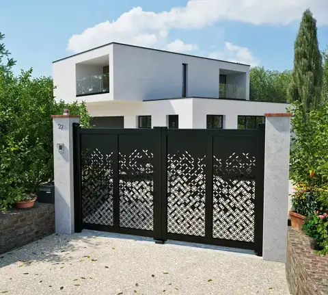 portail noir moderne avec décor l'envol