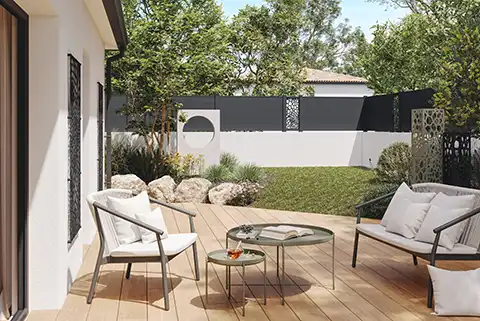 Clôture en aluminium Briz Anaé avec décor Galets