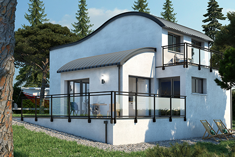 Maison avec garde-corps vitré en aluminium Mel Kostum