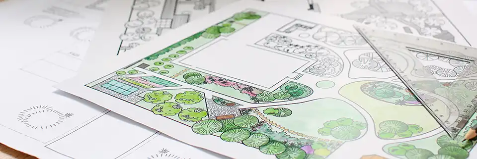 plan d'un jardin sur papier