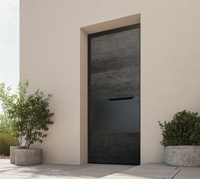 Kostum design harmonisé à la porte d'entrée Graphite de chez Bel'M