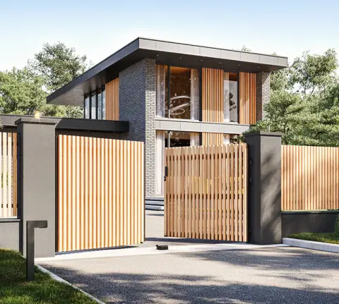 portail à tasseaux en bois Red Cedar Kostum