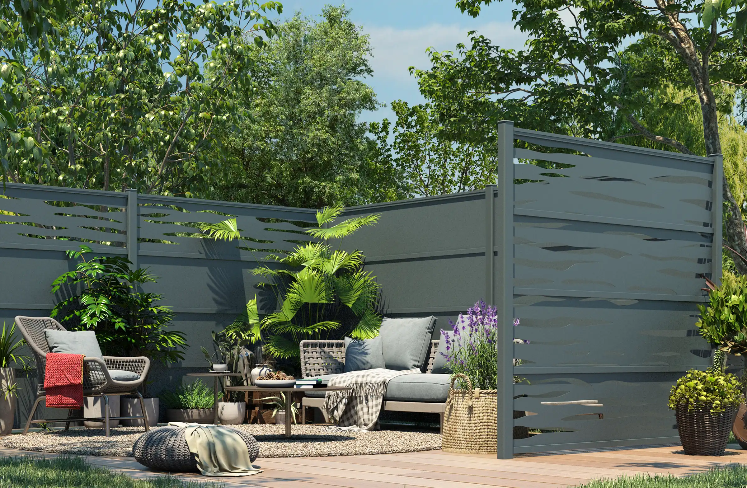 Claustra aluminium design contemporain pour jardin