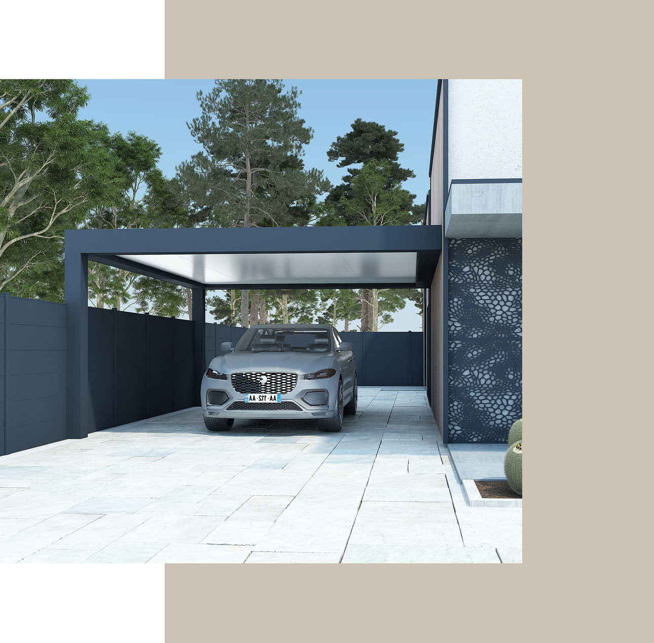 Carport en aluminium adossé Conor par kostum Carport en aluminium adossé Conor par kostum
