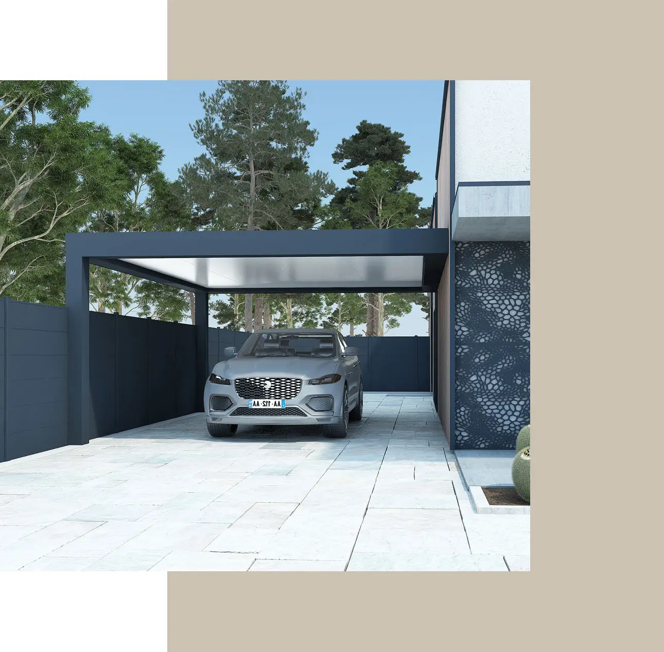 Carport en aluminium adossé Conor par kostum Carport en aluminium adossé Conor par kostum