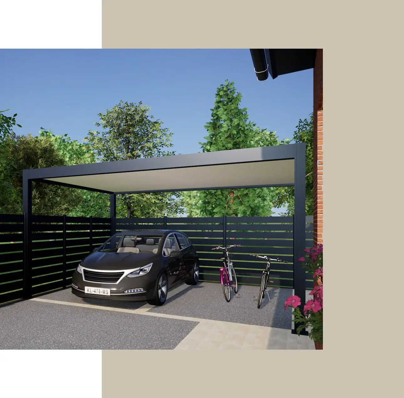 Carport en aluminium adossé Ivor par kostum Carport en aluminium adossé Ivor par kostum
