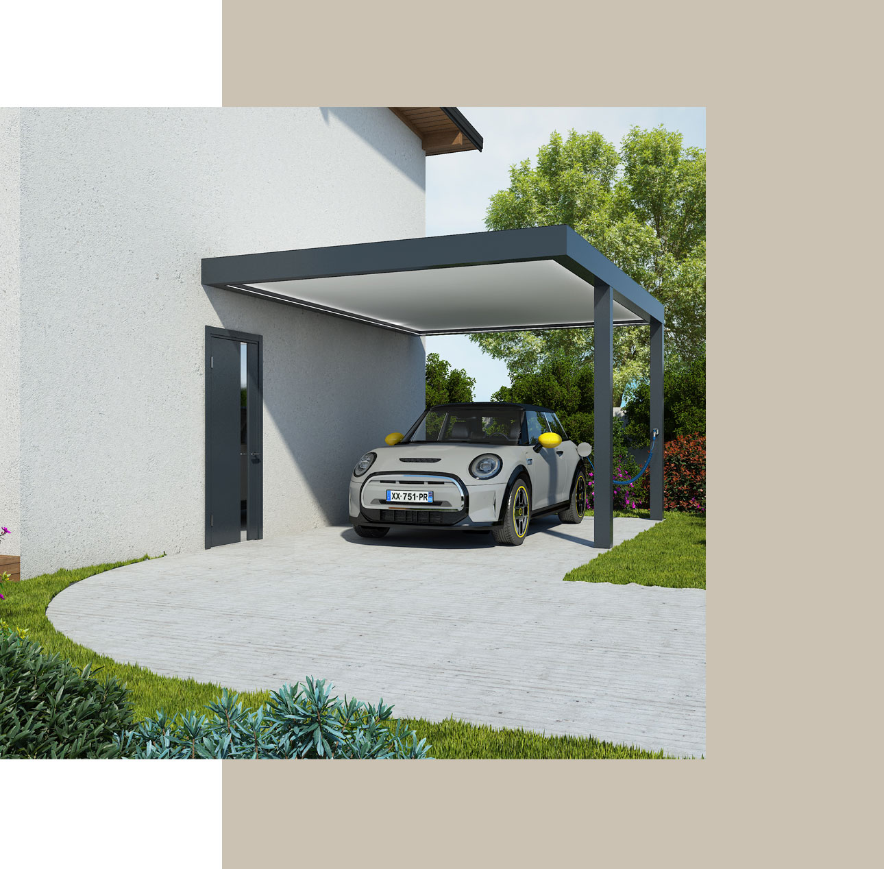 Carport en aluminium adossé trevor par kostum Carport en aluminium adossé trevor par kostum