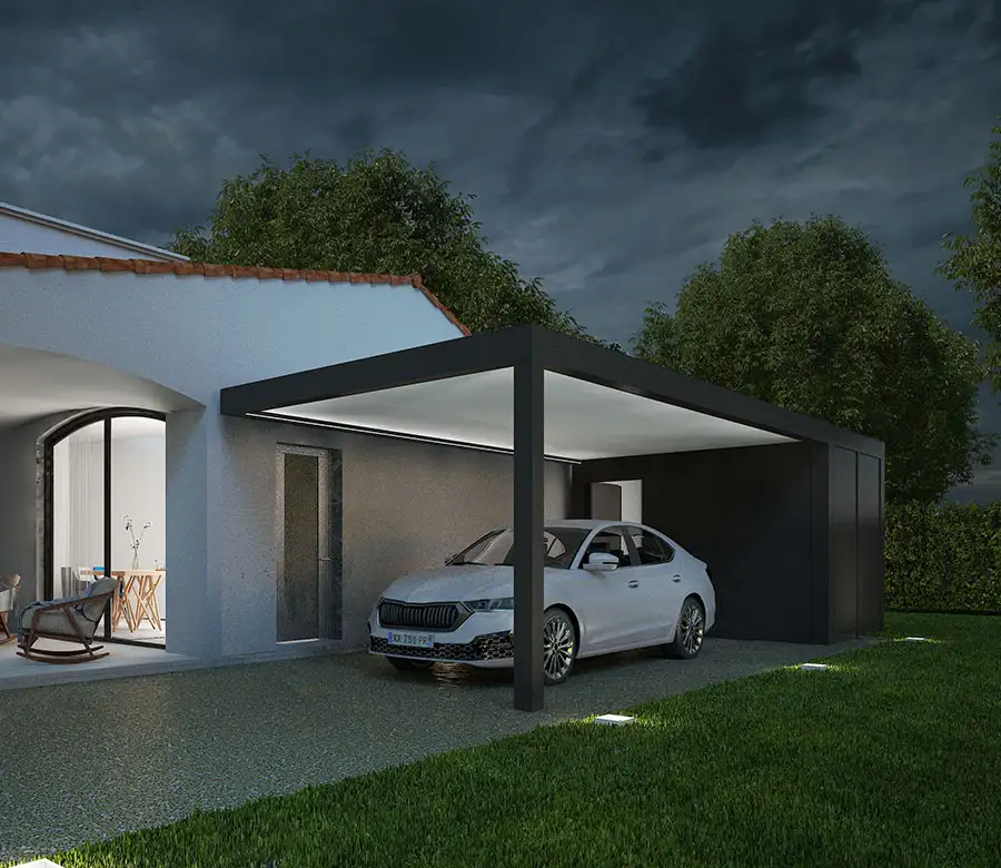 Carport en aluminium adosse Trevor par Kostum