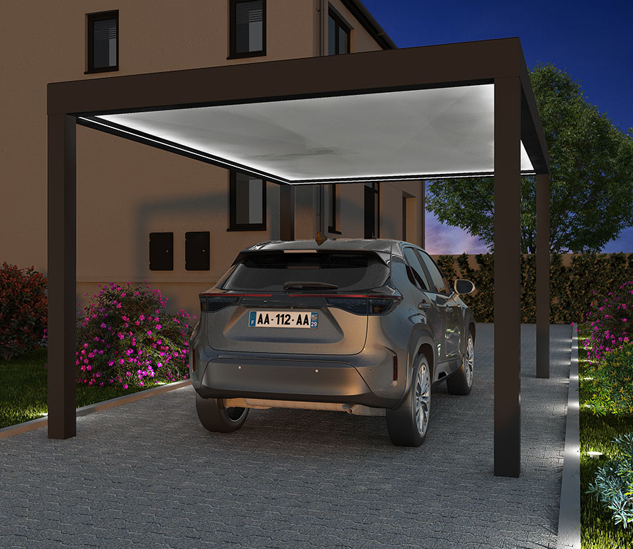 Carport en aluminium avec éclairage Trevor par Kostum Carport en aluminium avec éclairage Trevor par Kostum