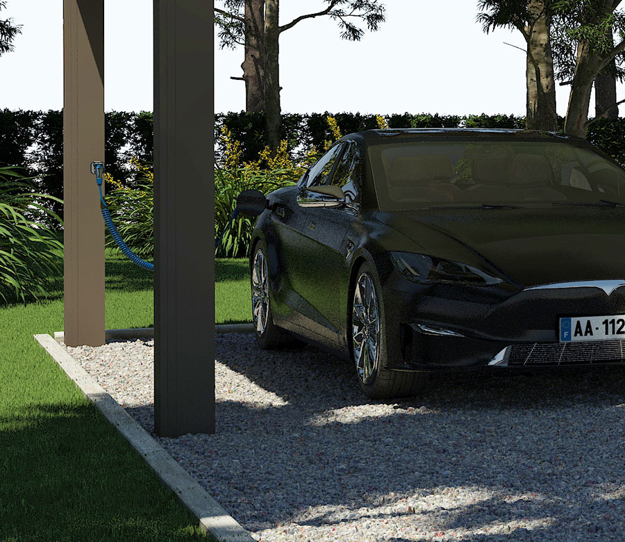 carport en aluminium indépendant avec prise recharge voiture Conor Kostum carport en aluminium indépendant avec prise recharge voiture Conor Kostum