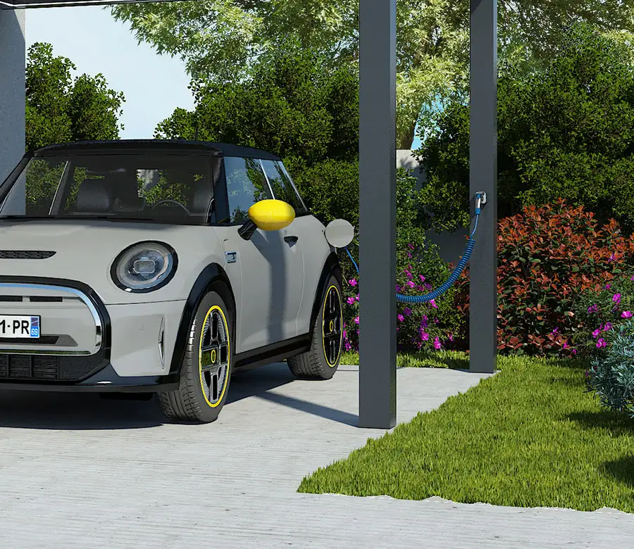 carport en aluminium indépendant avec prise recharge voiture Trevor Kostum