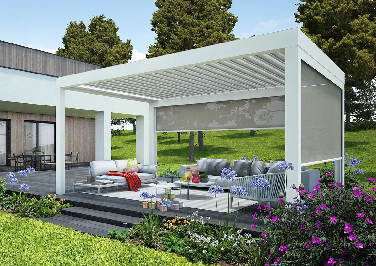 Pergola bioclimatique aluminium autoportante Lilly par kostum